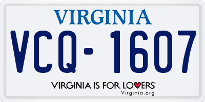 VA license plate VCQ1607
