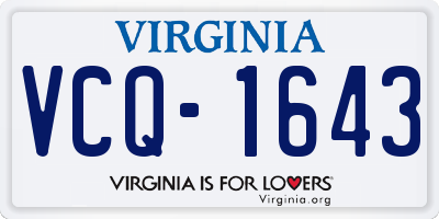 VA license plate VCQ1643