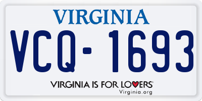 VA license plate VCQ1693