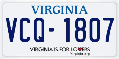 VA license plate VCQ1807