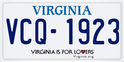 VA license plate VCQ1923