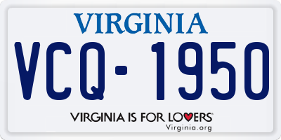 VA license plate VCQ1950