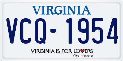 VA license plate VCQ1954
