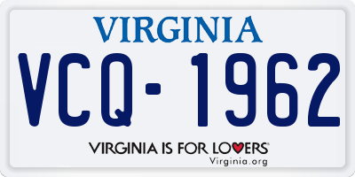 VA license plate VCQ1962