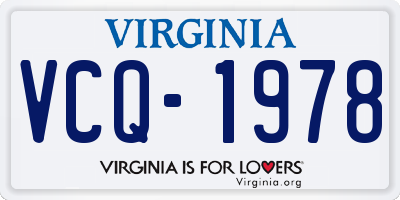 VA license plate VCQ1978