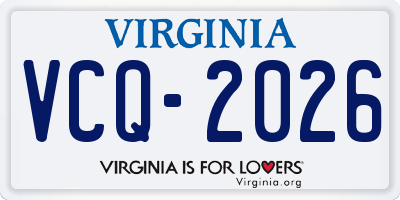 VA license plate VCQ2026