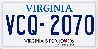 VA license plate VCQ2070