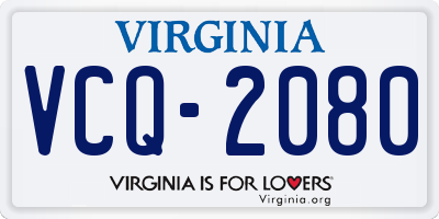 VA license plate VCQ2080