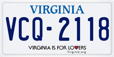 VA license plate VCQ2118