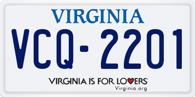 VA license plate VCQ2201