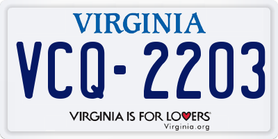 VA license plate VCQ2203