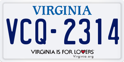 VA license plate VCQ2314