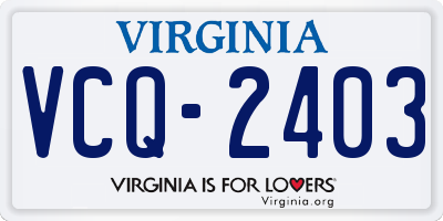 VA license plate VCQ2403