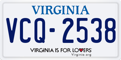 VA license plate VCQ2538