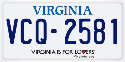 VA license plate VCQ2581
