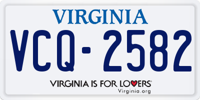 VA license plate VCQ2582