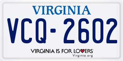 VA license plate VCQ2602