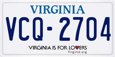 VA license plate VCQ2704