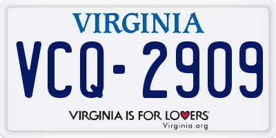 VA license plate VCQ2909
