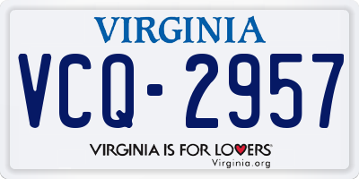 VA license plate VCQ2957