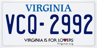 VA license plate VCQ2992