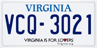 VA license plate VCQ3021