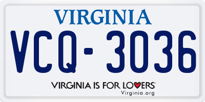 VA license plate VCQ3036