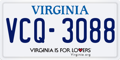 VA license plate VCQ3088