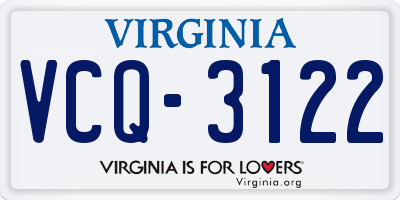 VA license plate VCQ3122