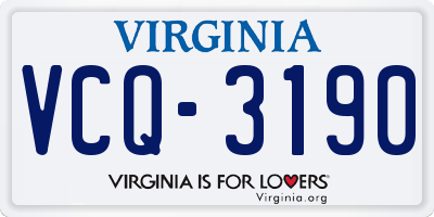 VA license plate VCQ3190