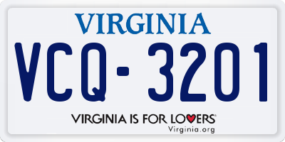 VA license plate VCQ3201