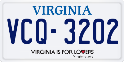 VA license plate VCQ3202