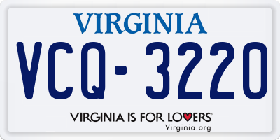 VA license plate VCQ3220