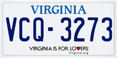 VA license plate VCQ3273