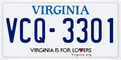 VA license plate VCQ3301