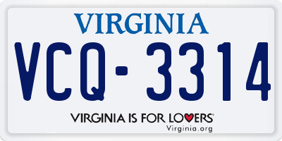 VA license plate VCQ3314