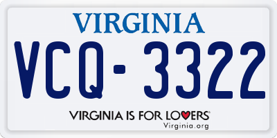 VA license plate VCQ3322