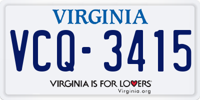 VA license plate VCQ3415