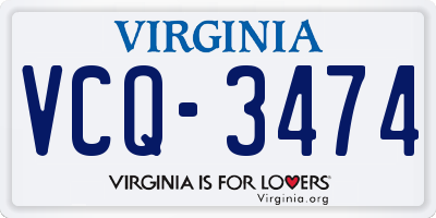 VA license plate VCQ3474