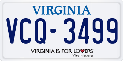 VA license plate VCQ3499