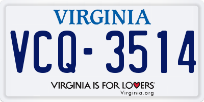 VA license plate VCQ3514