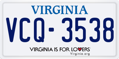 VA license plate VCQ3538