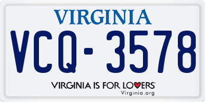 VA license plate VCQ3578