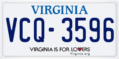 VA license plate VCQ3596