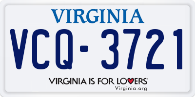 VA license plate VCQ3721