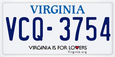 VA license plate VCQ3754
