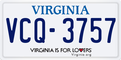 VA license plate VCQ3757