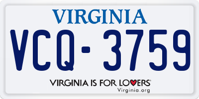 VA license plate VCQ3759
