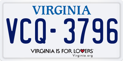 VA license plate VCQ3796