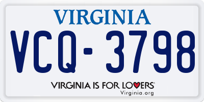 VA license plate VCQ3798